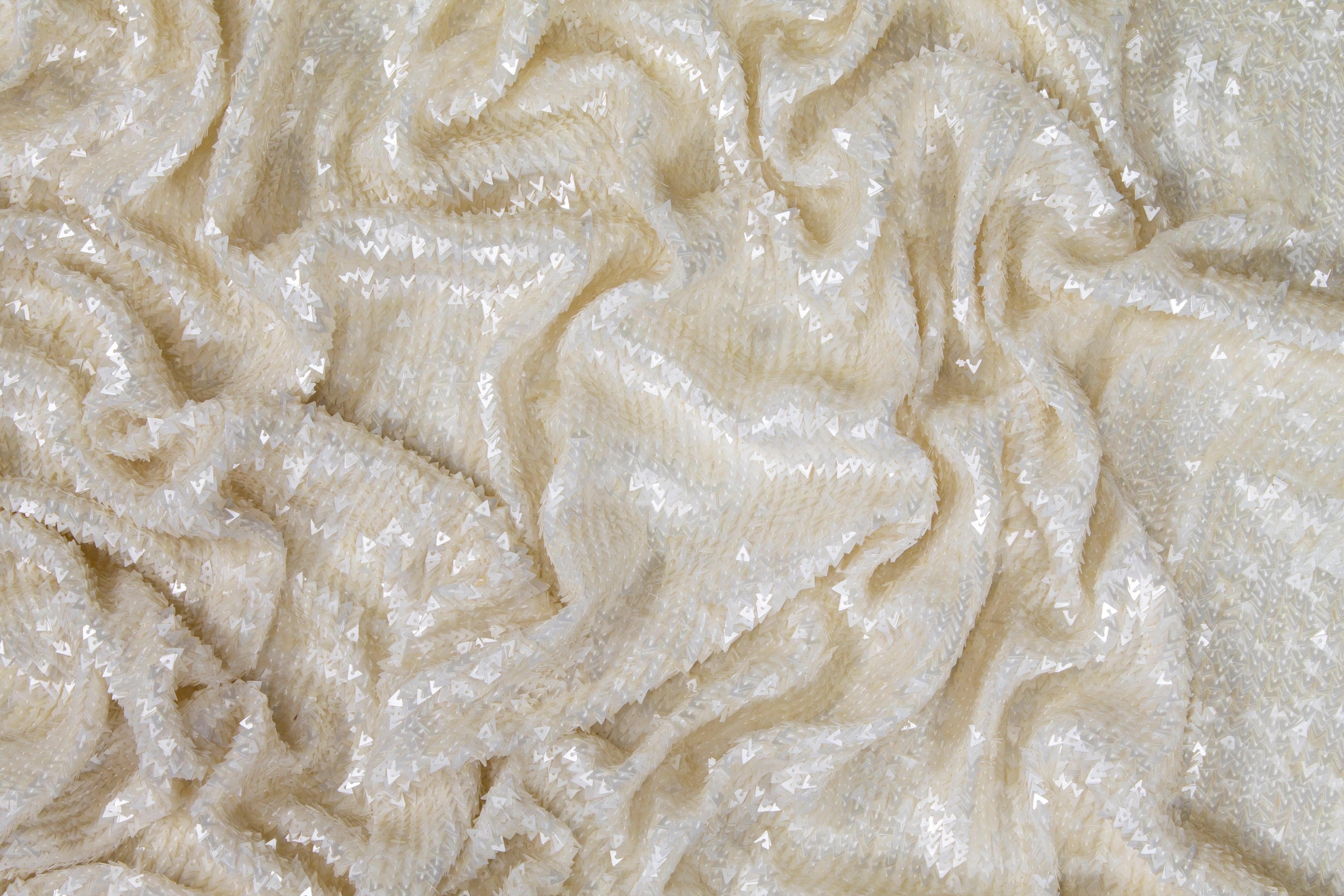 Handmade Triangle Sequins - Off White - Prime Fabrics
