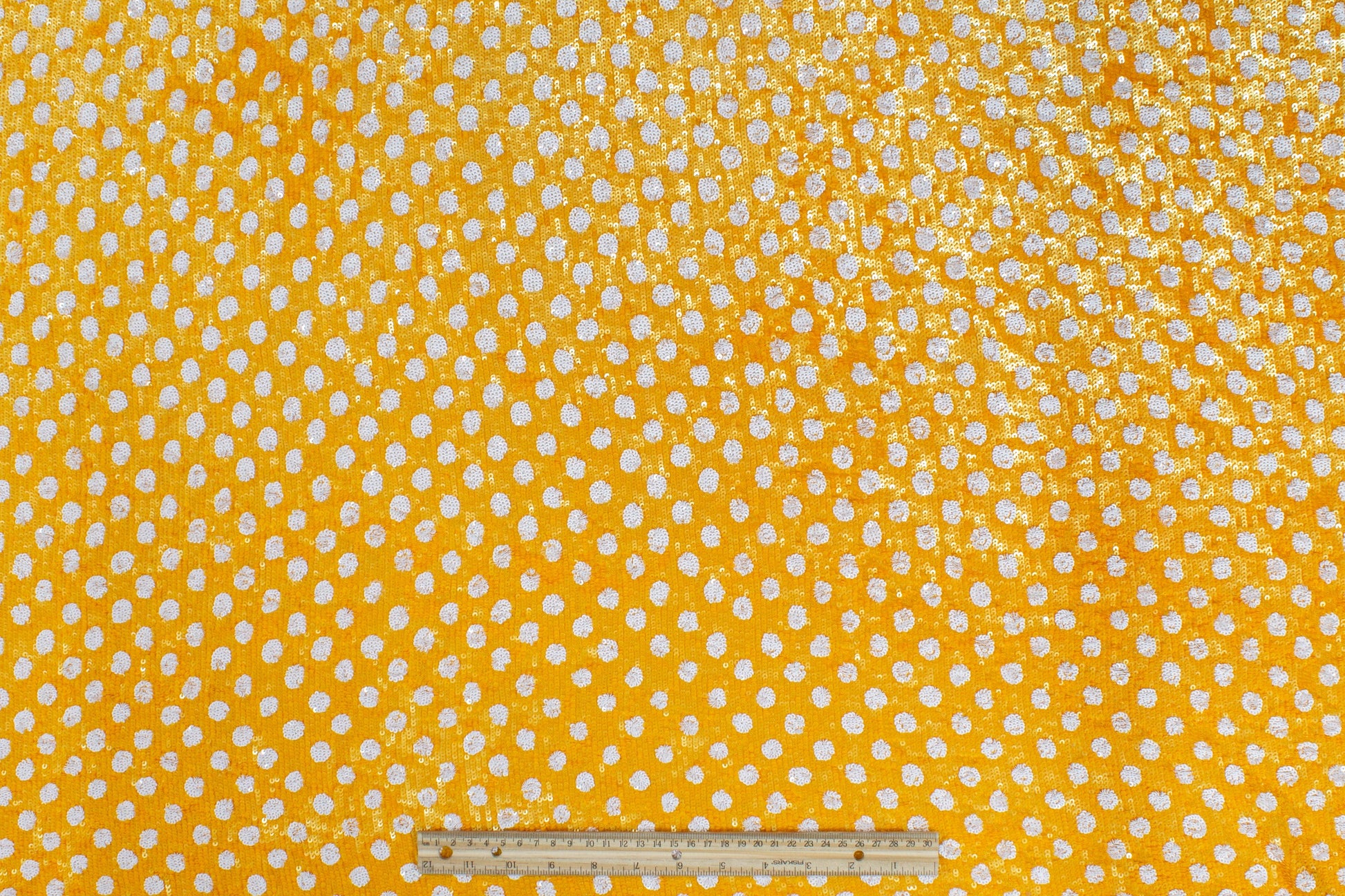 Polka Dot Sequins - Yellow and White - Prime Fabrics