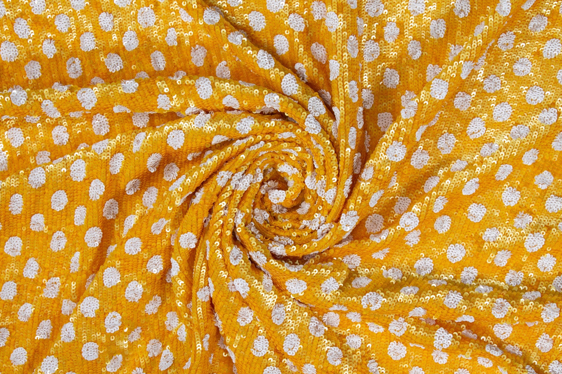 Polka Dot Sequins - Yellow and White - Prime Fabrics