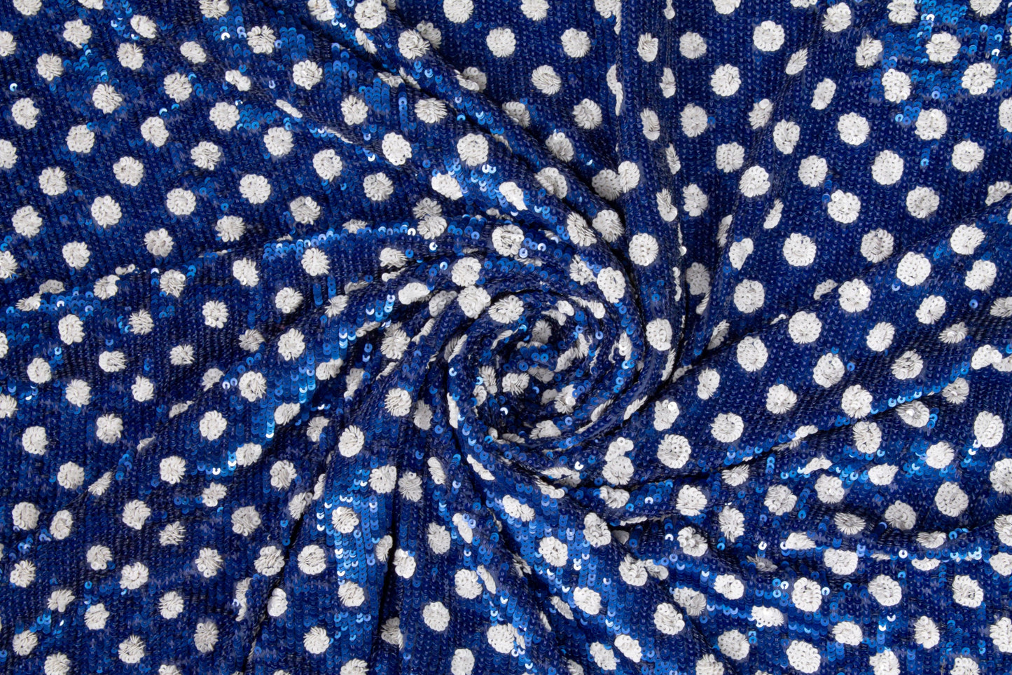 Polka Dot Sequins - Royal Blue and White - Prime Fabrics