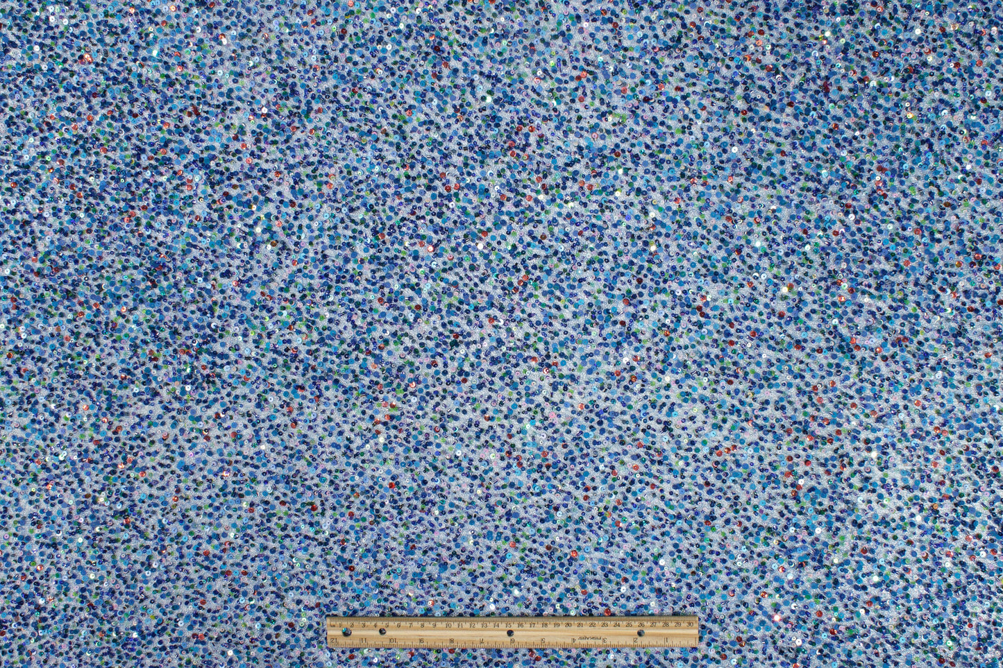 Hand Sequined Metallic Mesh - Blue Multicolor - Prime Fabrics