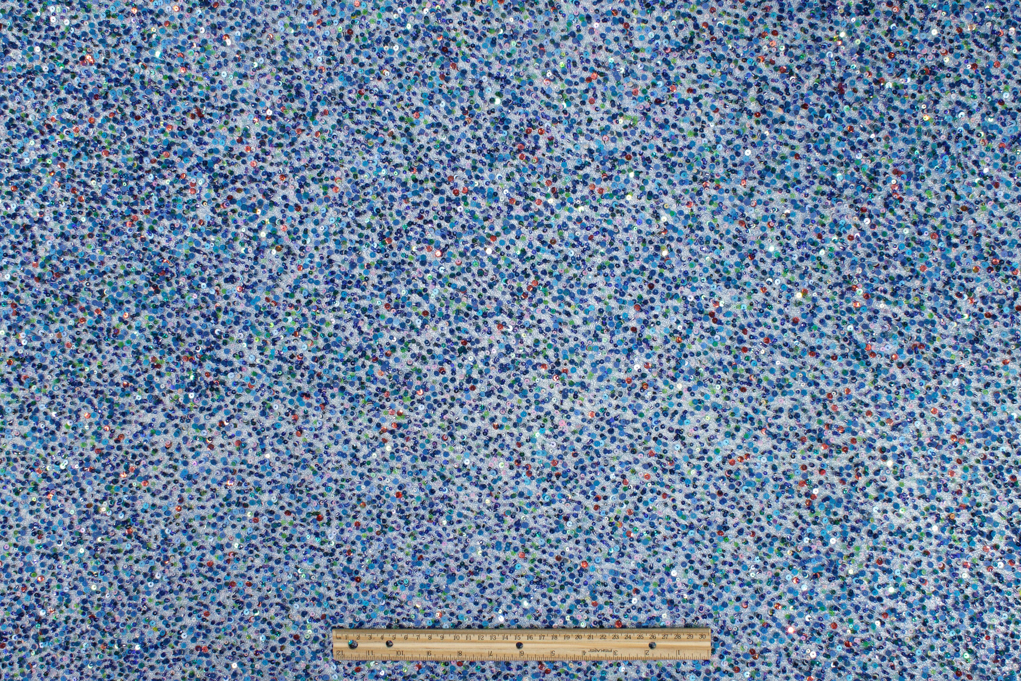 Hand Sequined Metallic Mesh - Blue Multicolor - Prime Fabrics