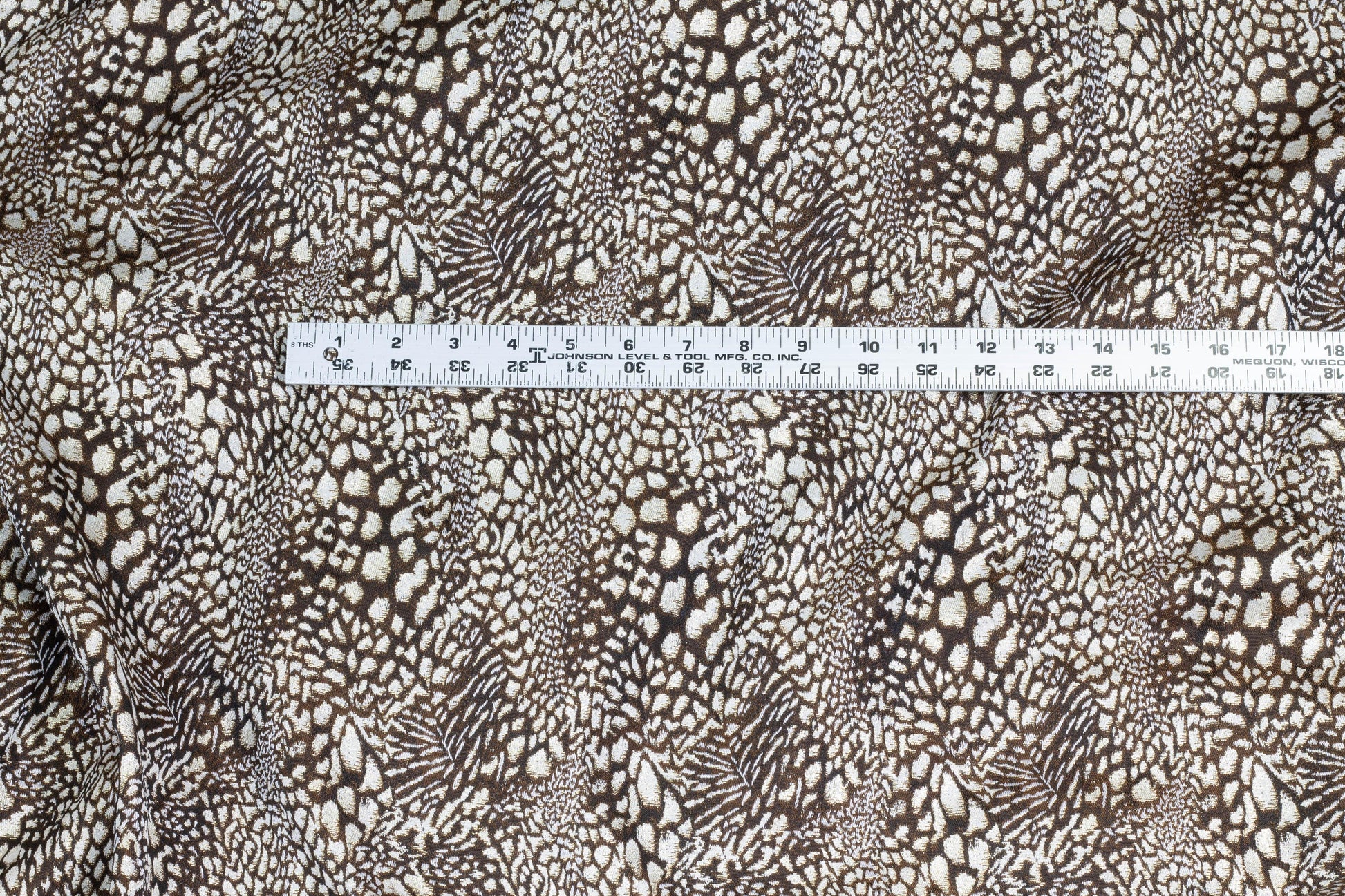 Brown, Taupe, and Metallic Gold Snake Skin Design Brocade - Prime Fabrics