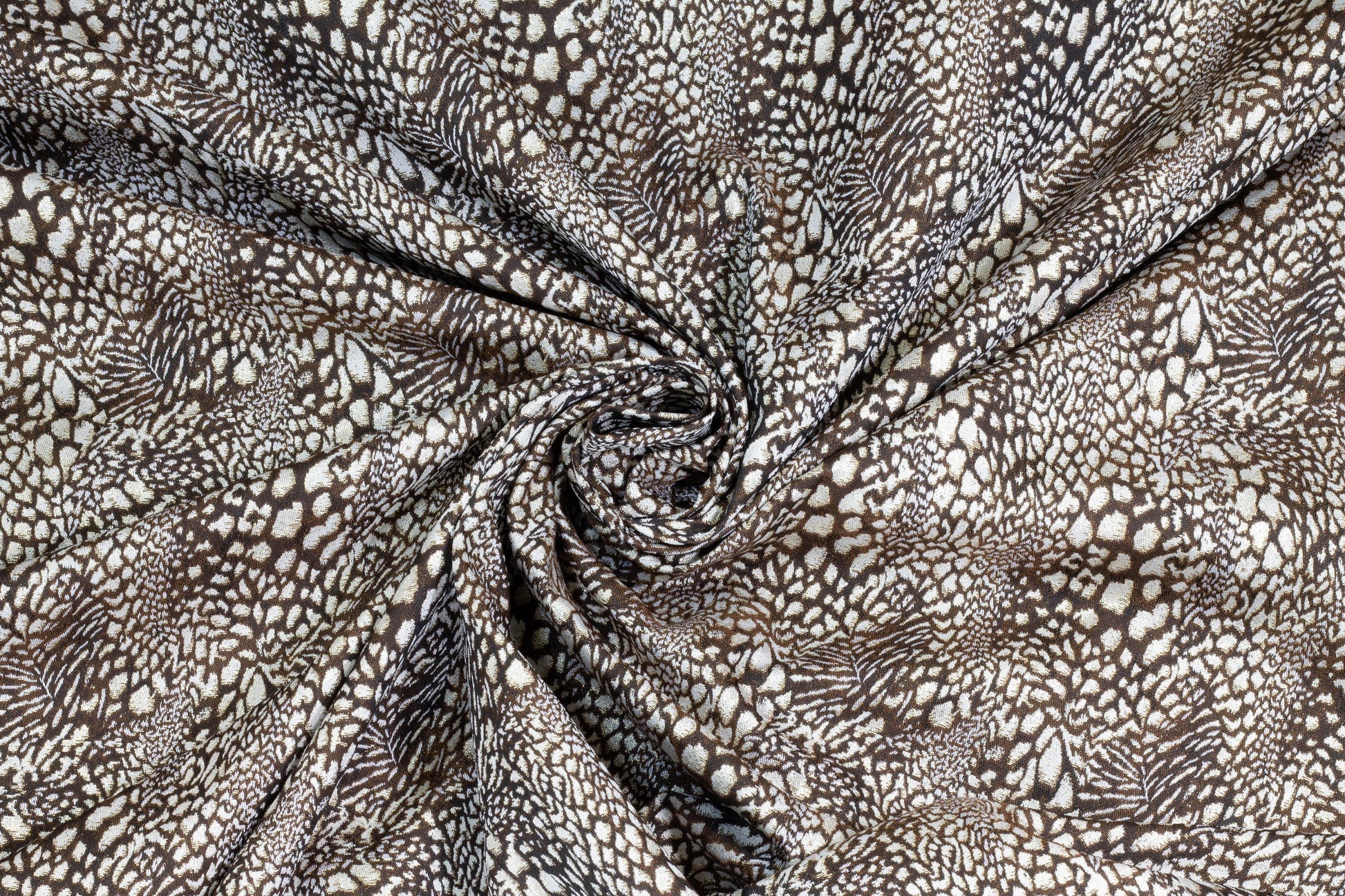Brown, Taupe, and Metallic Gold Snake Skin Design Brocade - Prime Fabrics