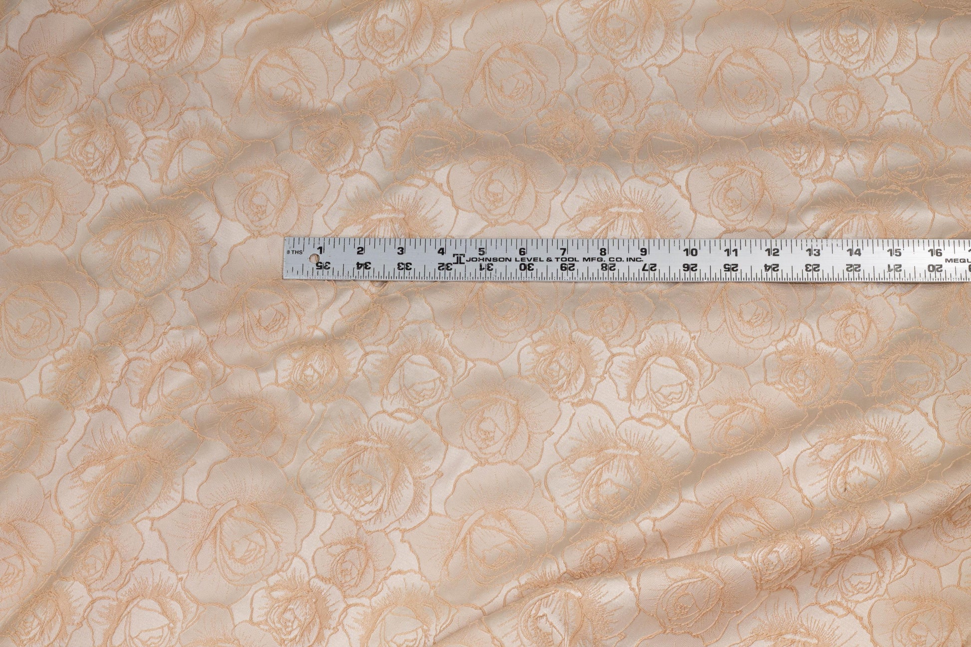 Peach Rose Floral Brocade - Prime Fabrics