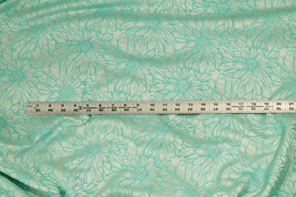 Turquoise Floral Brocade - Prime Fabrics