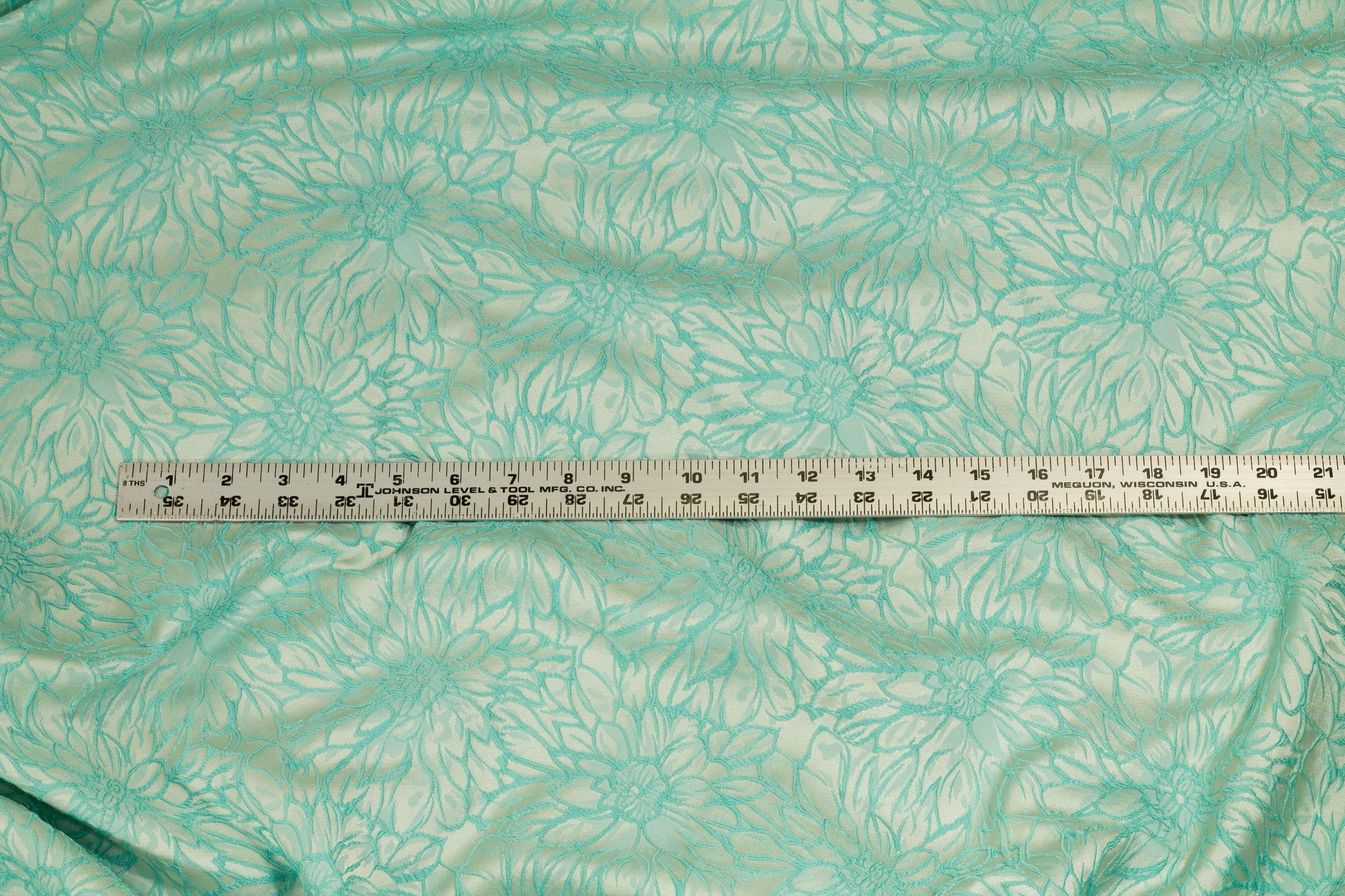 Turquoise Floral Brocade - Prime Fabrics