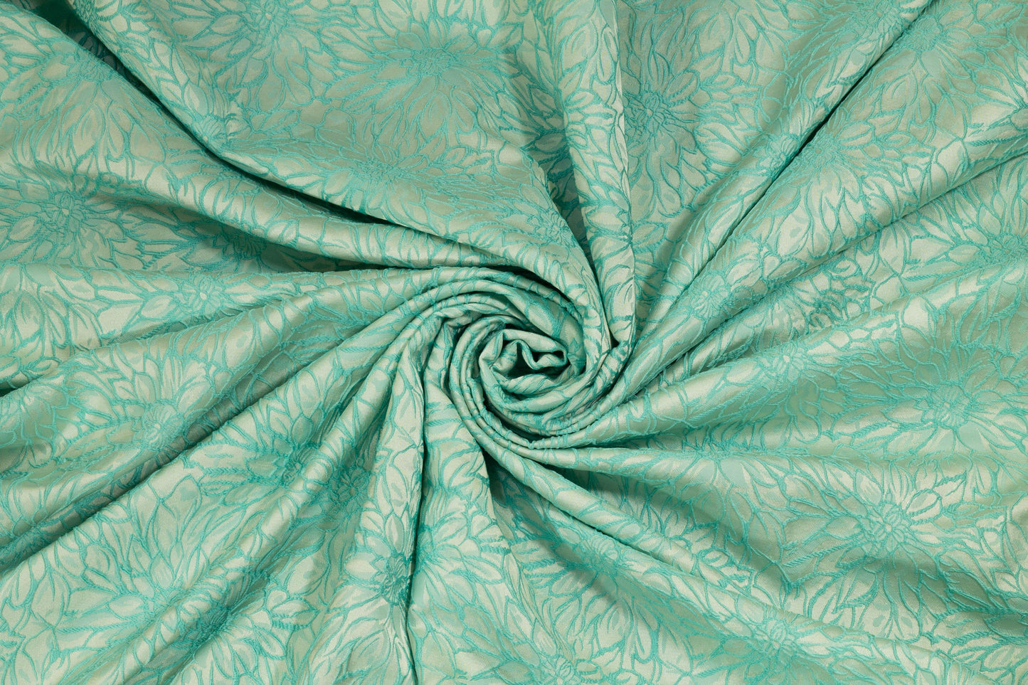 Turquoise Floral Brocade - Prime Fabrics