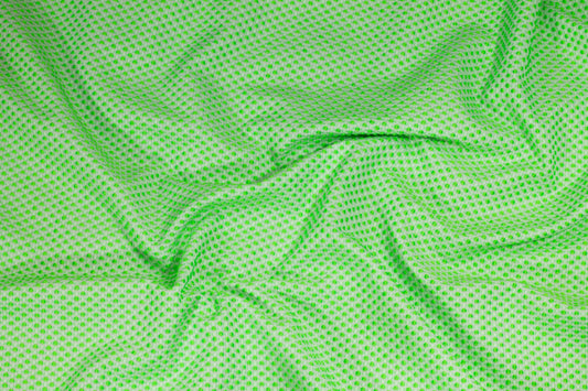 Highlighter Green Embroidered Polka Dot Brocade - Prime Fabrics