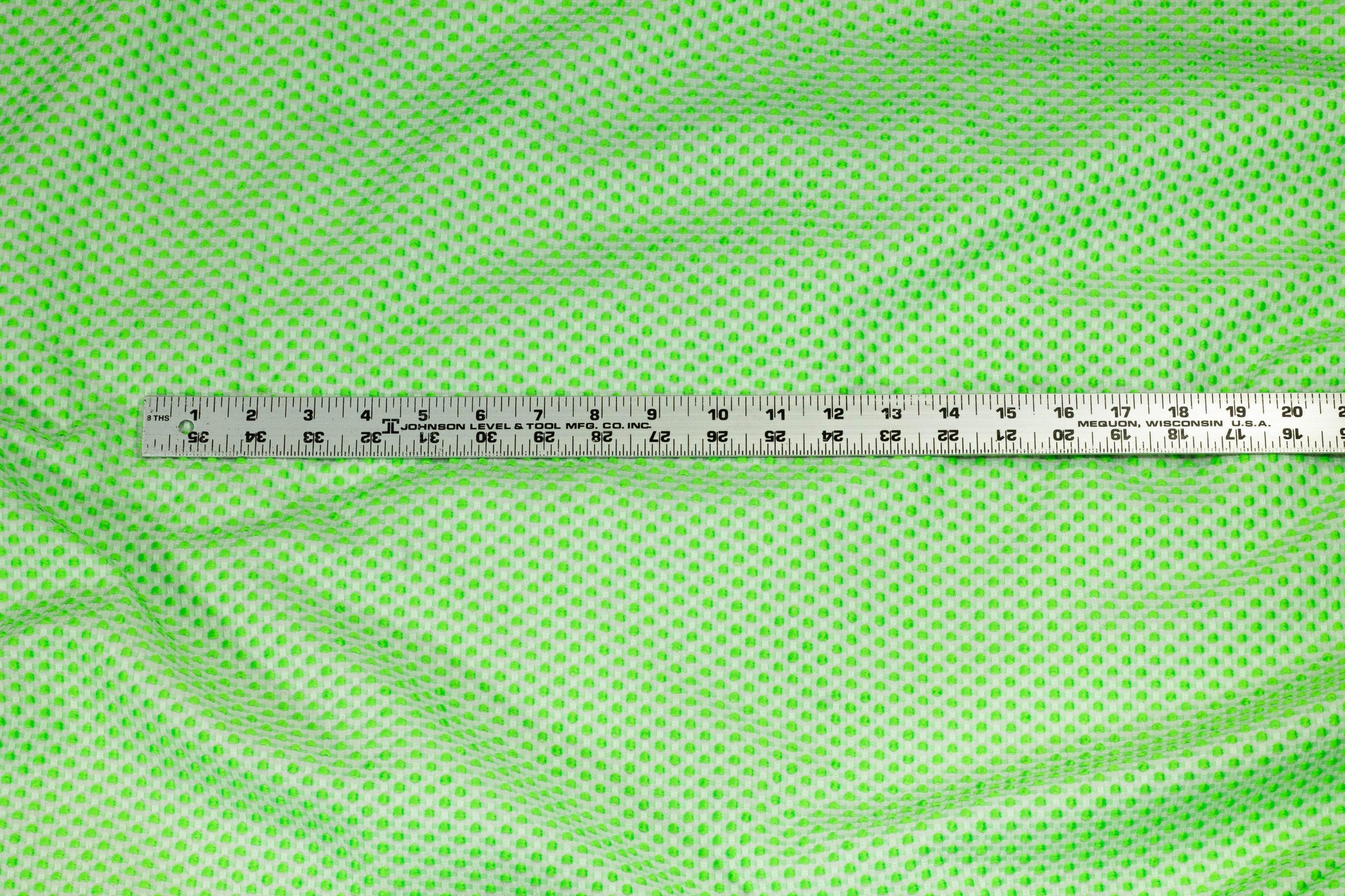 Highlighter Green Embroidered Polka Dot Brocade - Prime Fabrics