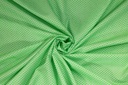 Highlighter Green Embroidered Polka Dot Brocade - Prime Fabrics