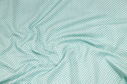 Turquoise Blue Embroidered Polka Dot Brocade - Prime Fabrics