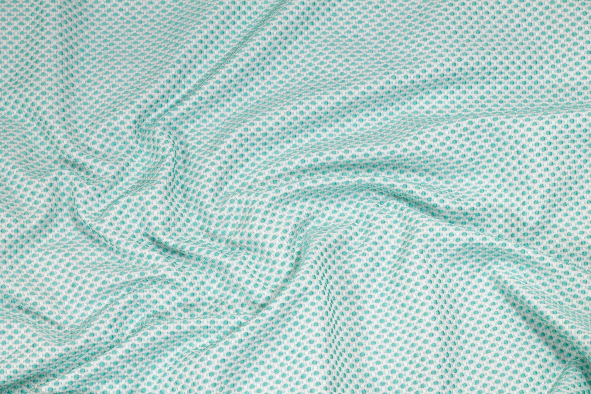 Turquoise Blue Embroidered Polka Dot Brocade - Prime Fabrics