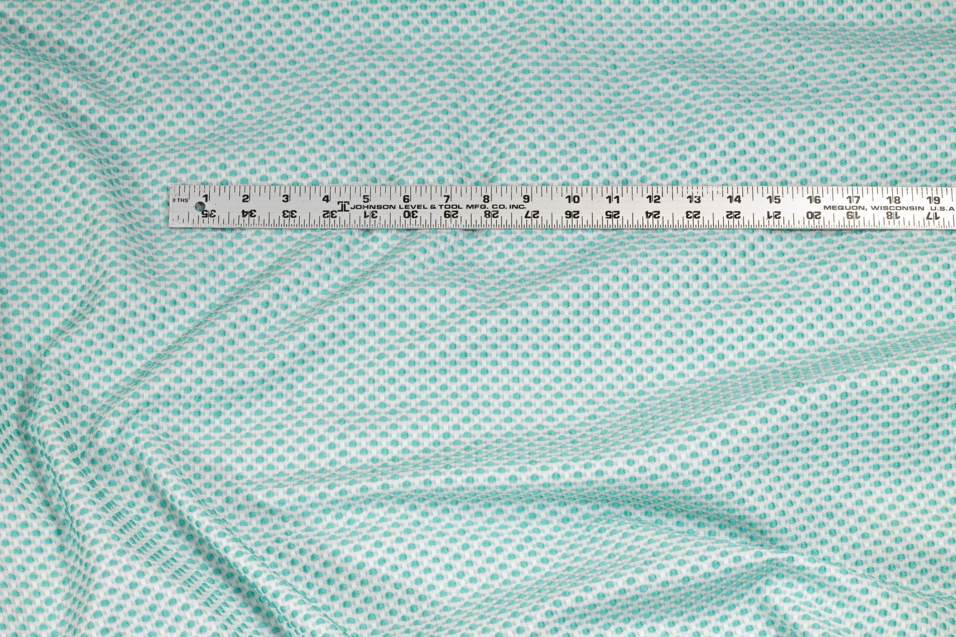 Turquoise Blue Embroidered Polka Dot Brocade - Prime Fabrics