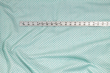 Turquoise Blue Embroidered Polka Dot Brocade - Prime Fabrics