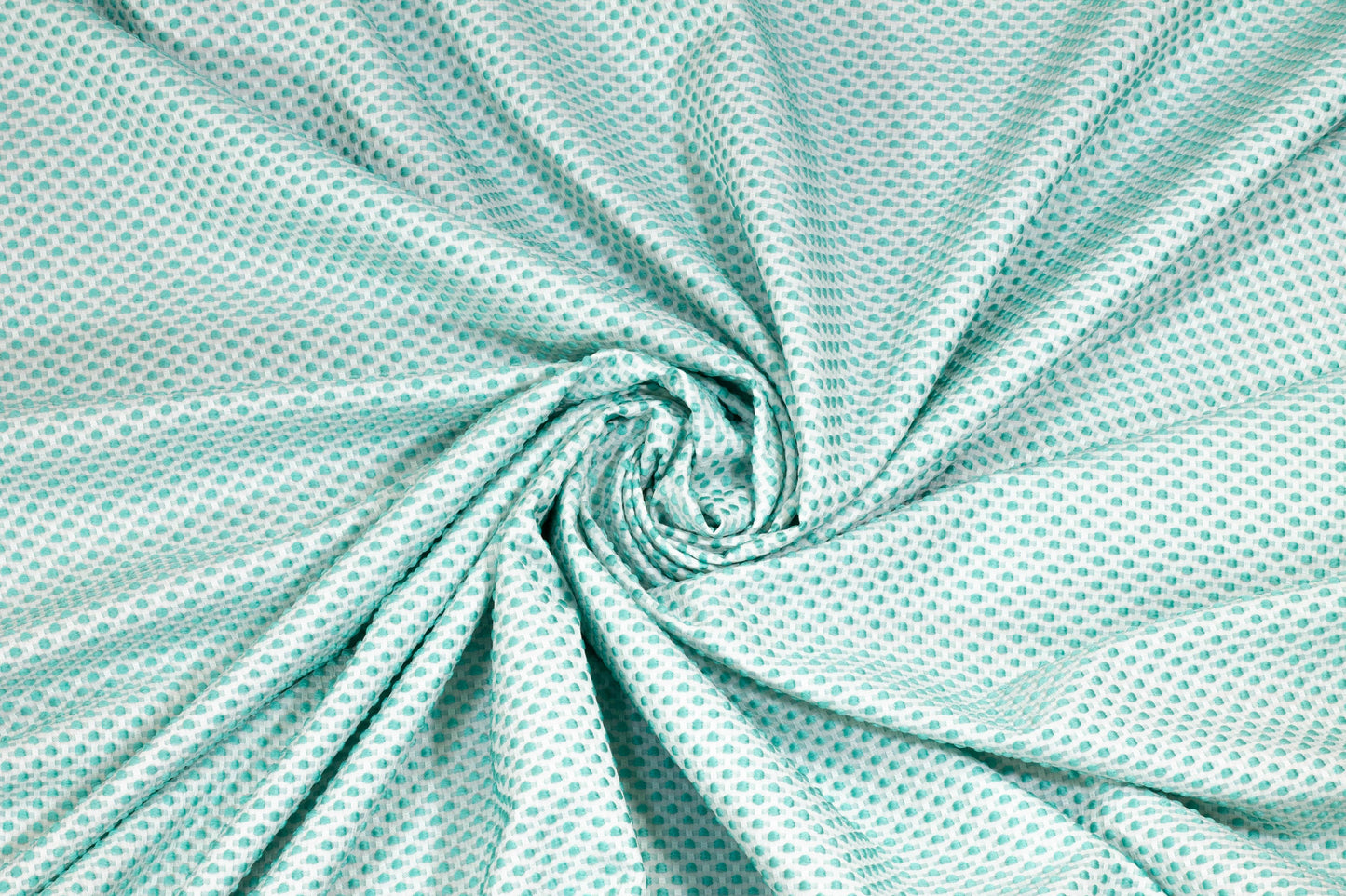 Turquoise Blue Embroidered Polka Dot Brocade - Prime Fabrics