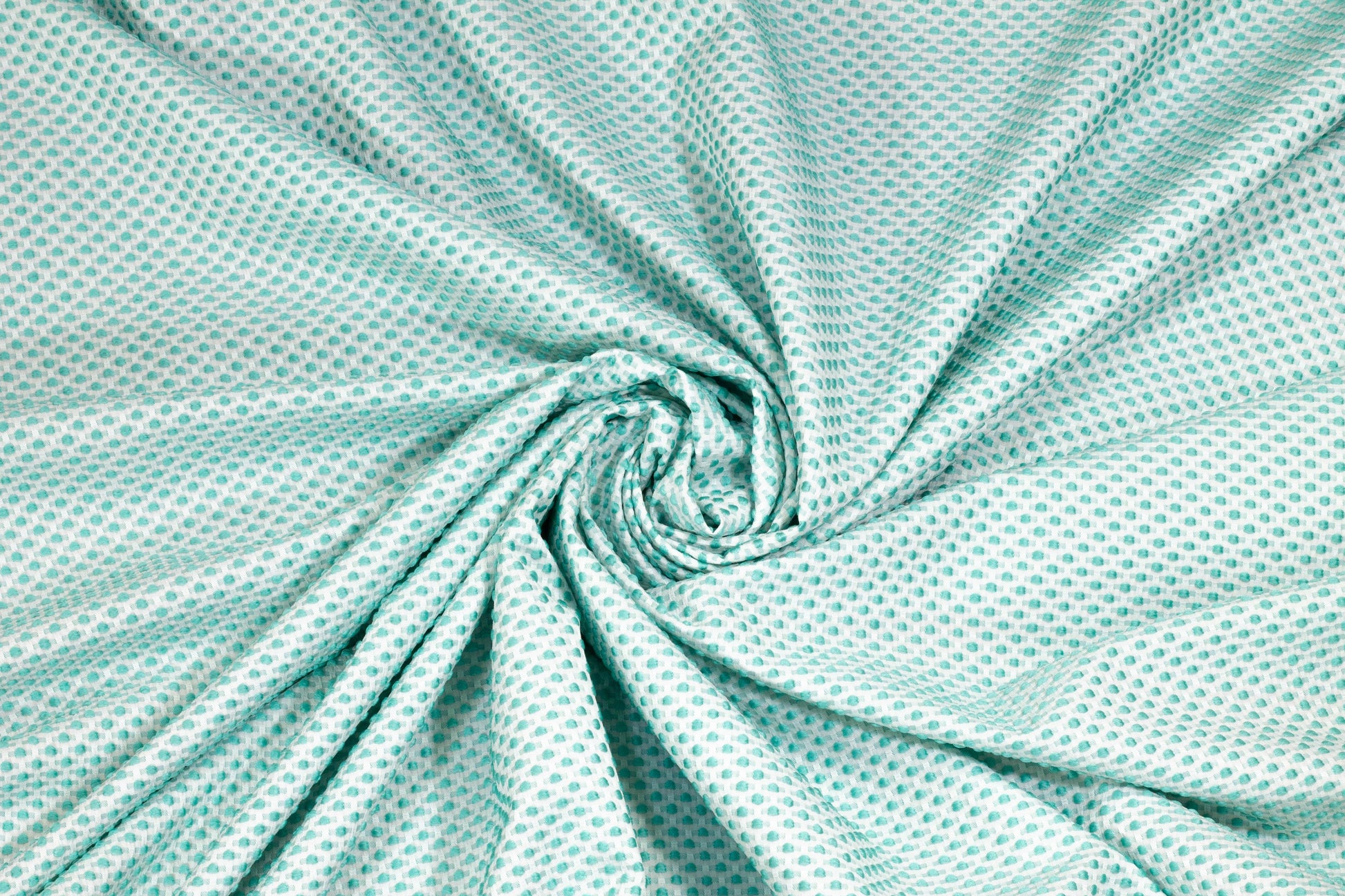 Turquoise Blue Embroidered Polka Dot Brocade - Prime Fabrics