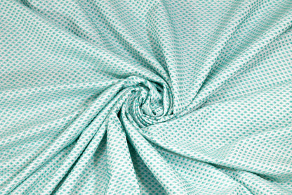 Turquoise Blue Embroidered Polka Dot Brocade - Prime Fabrics