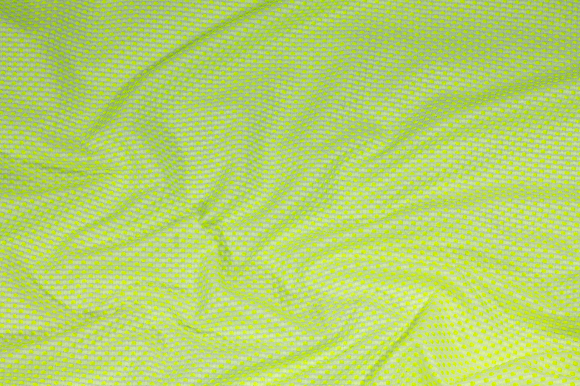Highlighter Yellow Embroidered Polka Dot Brocade - Prime Fabrics