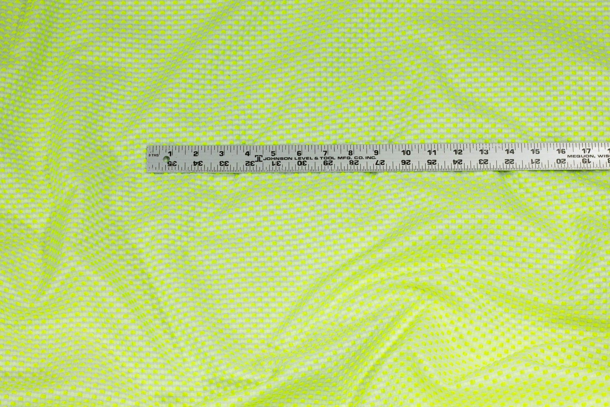 Highlighter Yellow Embroidered Polka Dot Brocade - Prime Fabrics