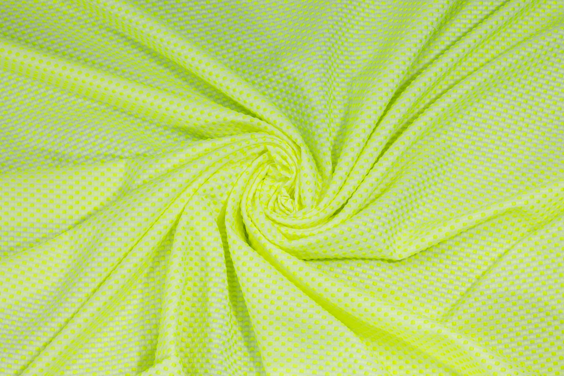 Highlighter Yellow Embroidered Polka Dot Brocade - Prime Fabrics