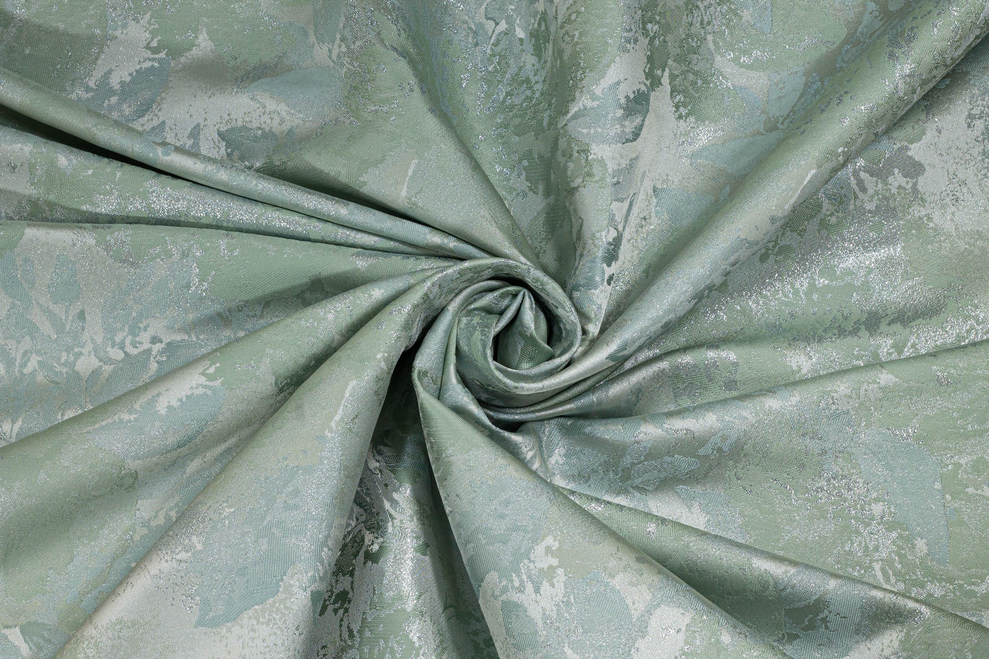 Sea Foam Green Floral Metallic Brocade - Prime Fabrics