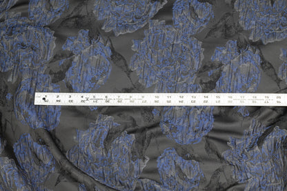 Navy and Black Crushed Floral Brocade - Prime Fabrics