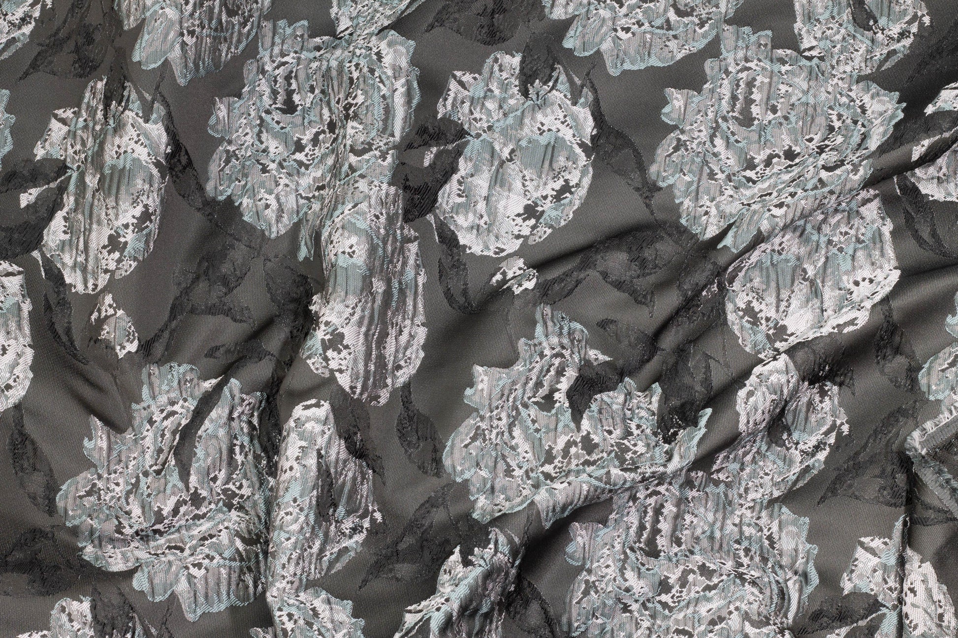 Gray Floral Crushed Brocade - Prime Fabrics