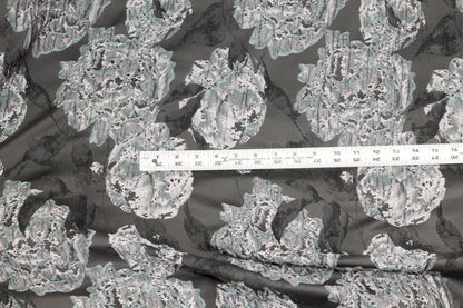 Gray Floral Crushed Brocade - Prime Fabrics