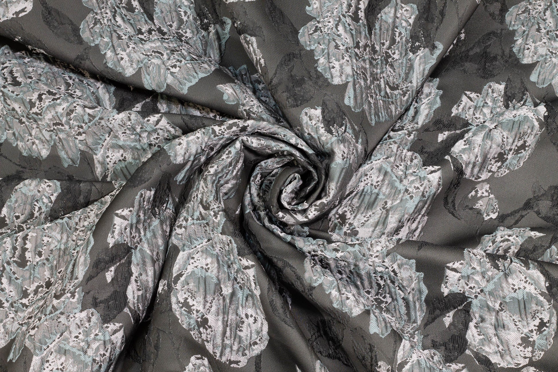 Gray Floral Crushed Brocade - Prime Fabrics