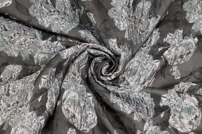 Gray Floral Crushed Brocade - Prime Fabrics