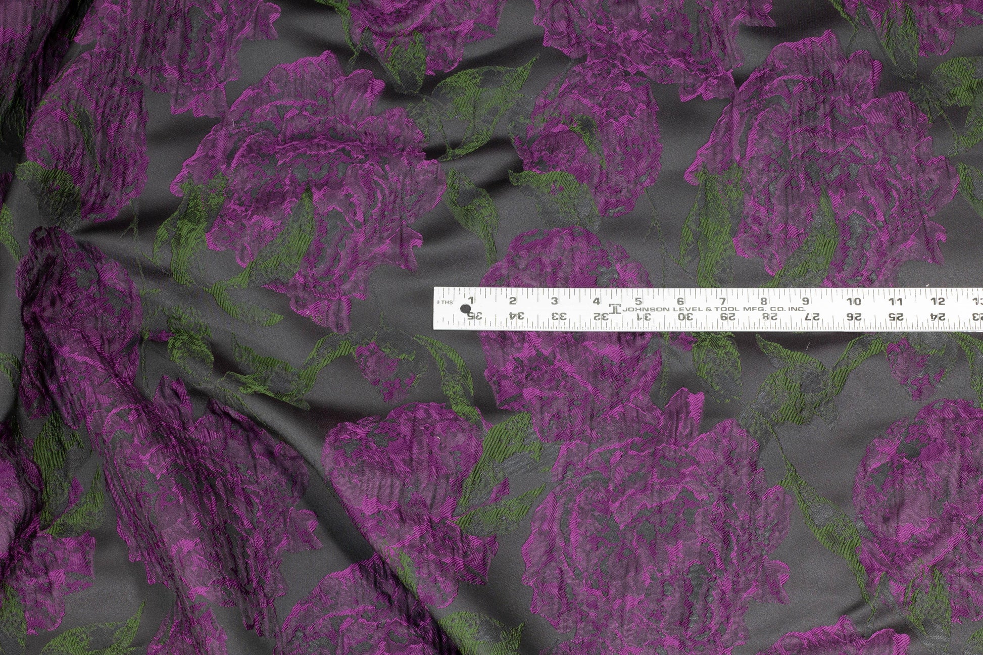 Purple and Forest Green Floral Crushed Brocade - Prime Fabrics