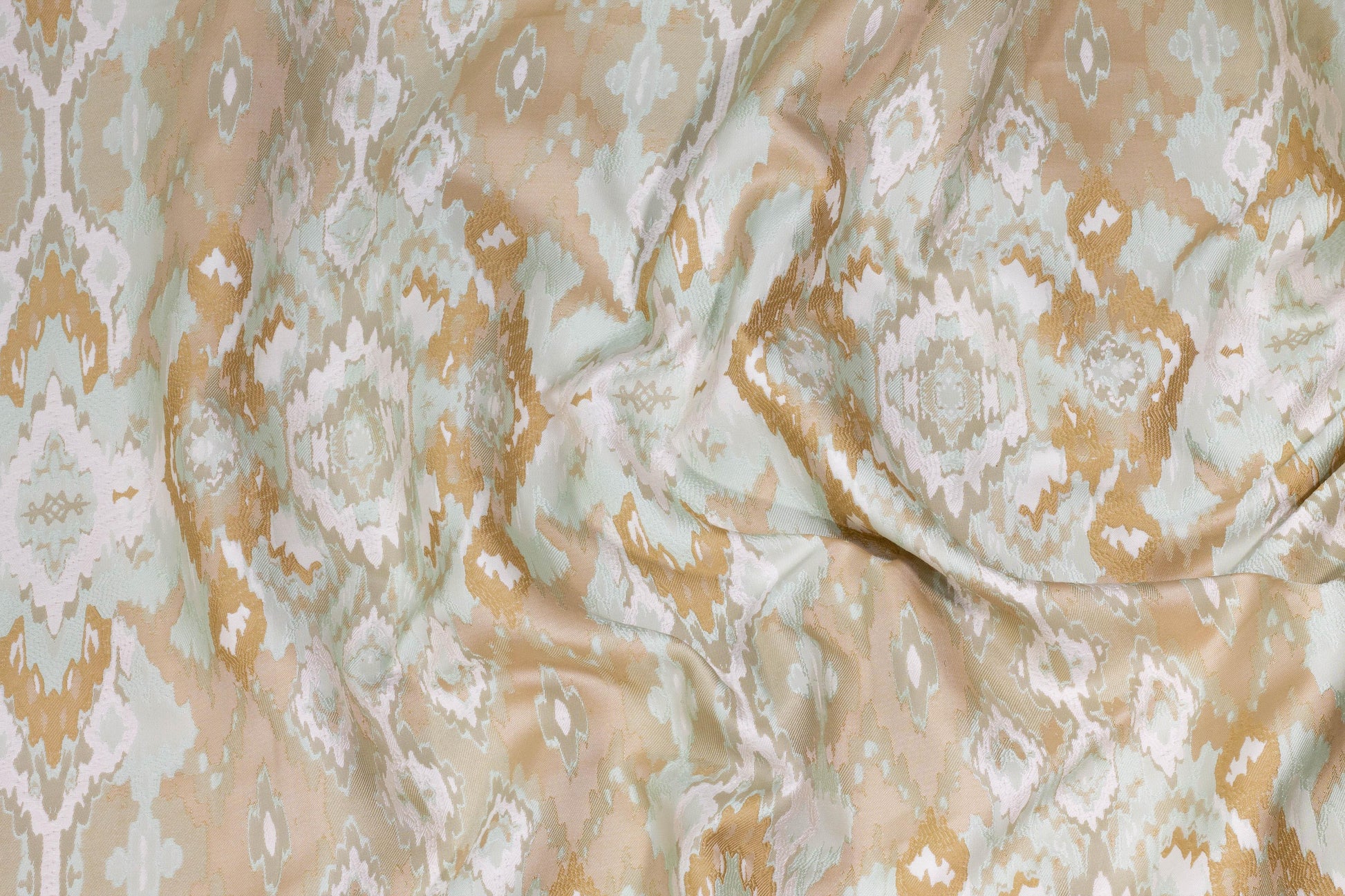 Beige and Sage Green Ikat Design Brocade - Prime Fabrics