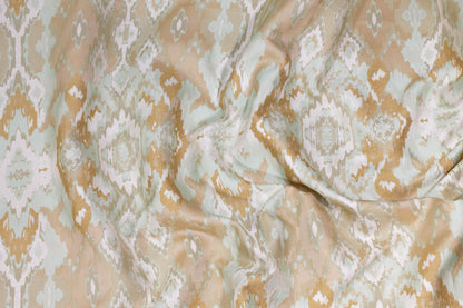 Beige and Sage Green Ikat Design Brocade - Prime Fabrics