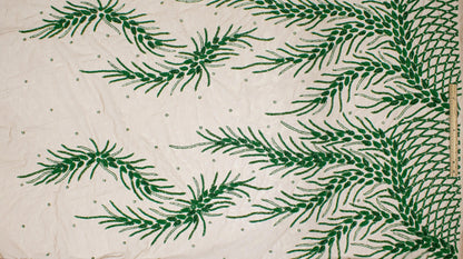 Branch Design Hand Beaded Mesh - Green - Prime Fabrics