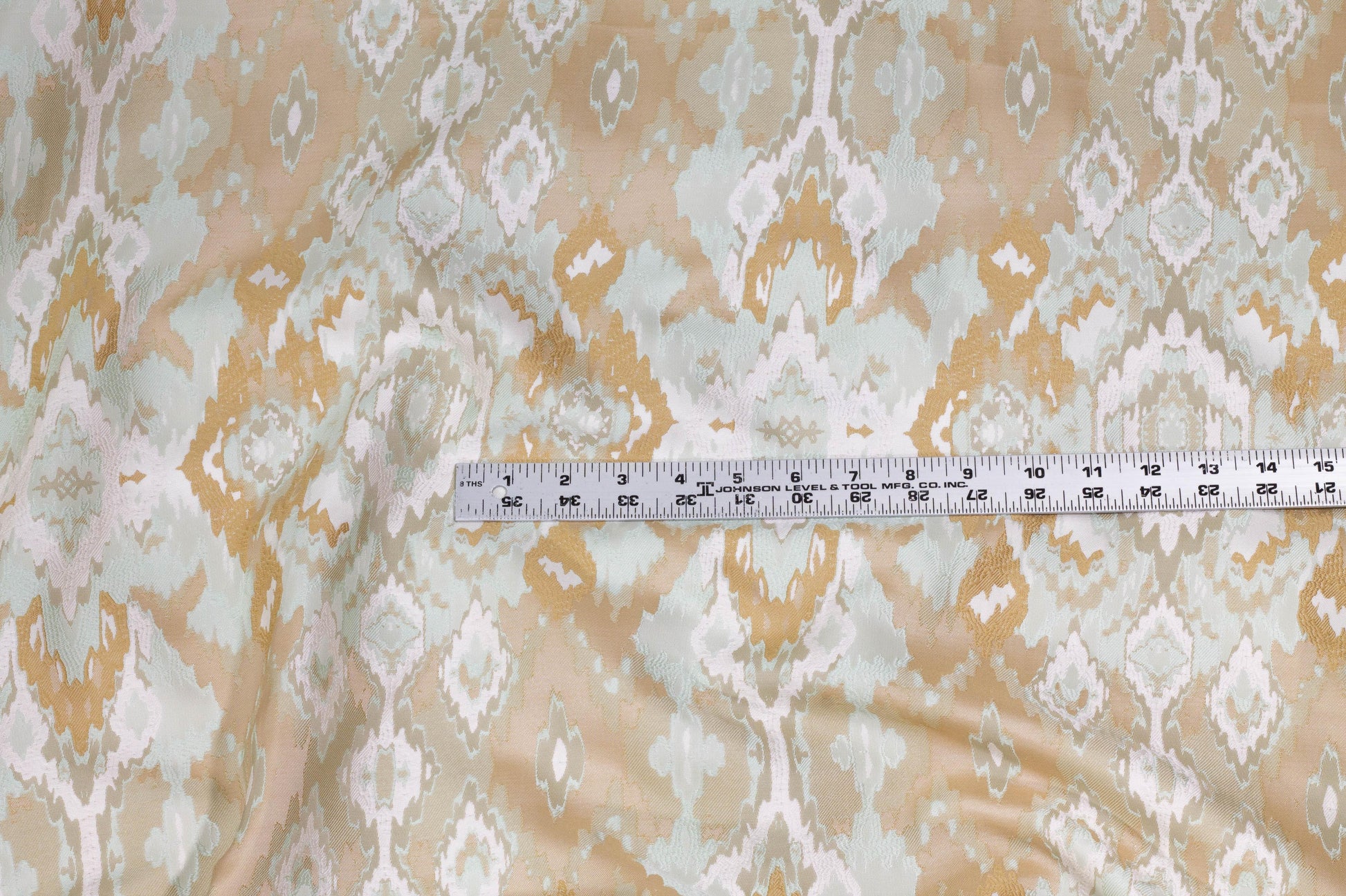 Beige and Sage Green Ikat Design Brocade - Prime Fabrics