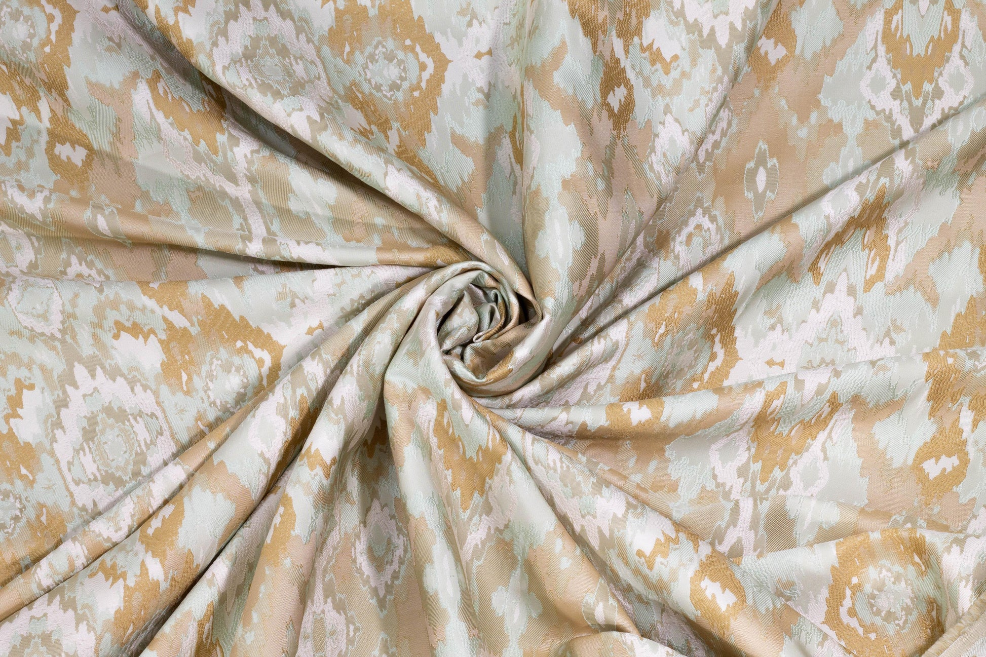Beige and Sage Green Ikat Design Brocade - Prime Fabrics