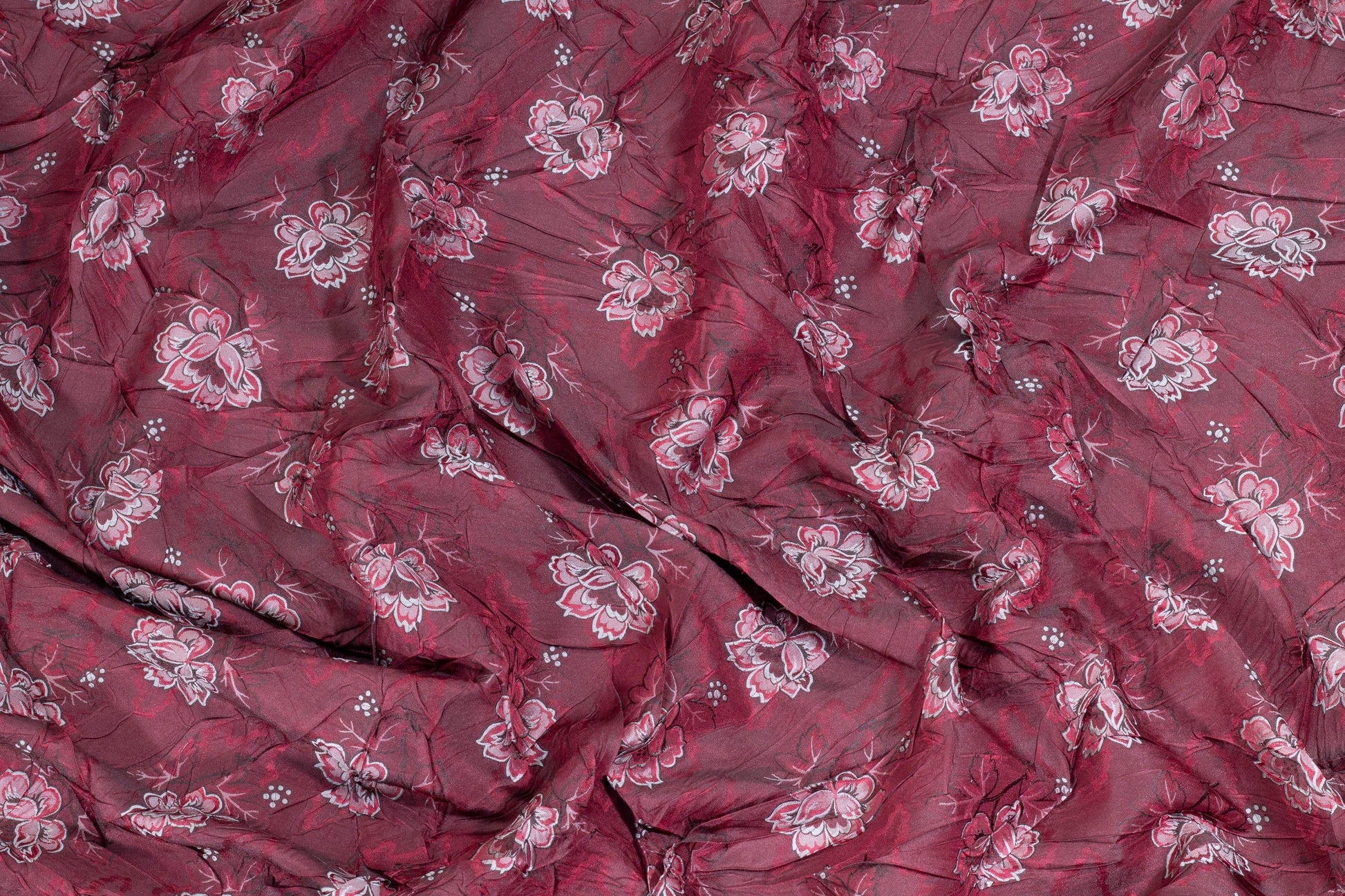 Burgundy Floral Crushed Brocade - Prime Fabrics
