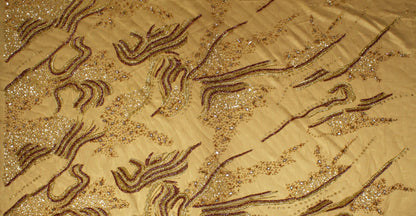 Hand Beaded and Sequined Mesh - Gold - Prime Fabrics