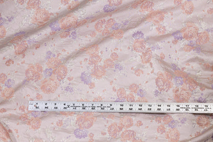Blush and Lilac Floral Metallic Brocade - Prime Fabrics