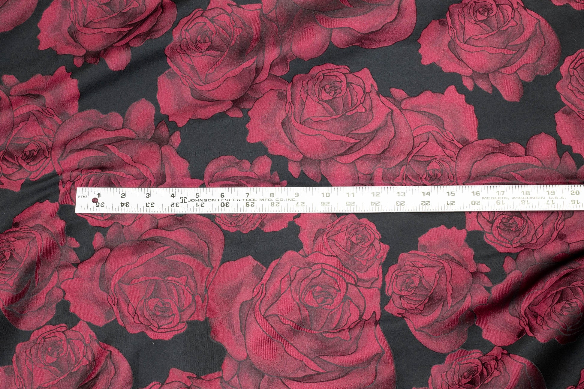 Wine Red Rose Floral Jacquard - Prime Fabrics