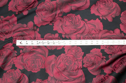 Wine Red Rose Floral Jacquard - Prime Fabrics