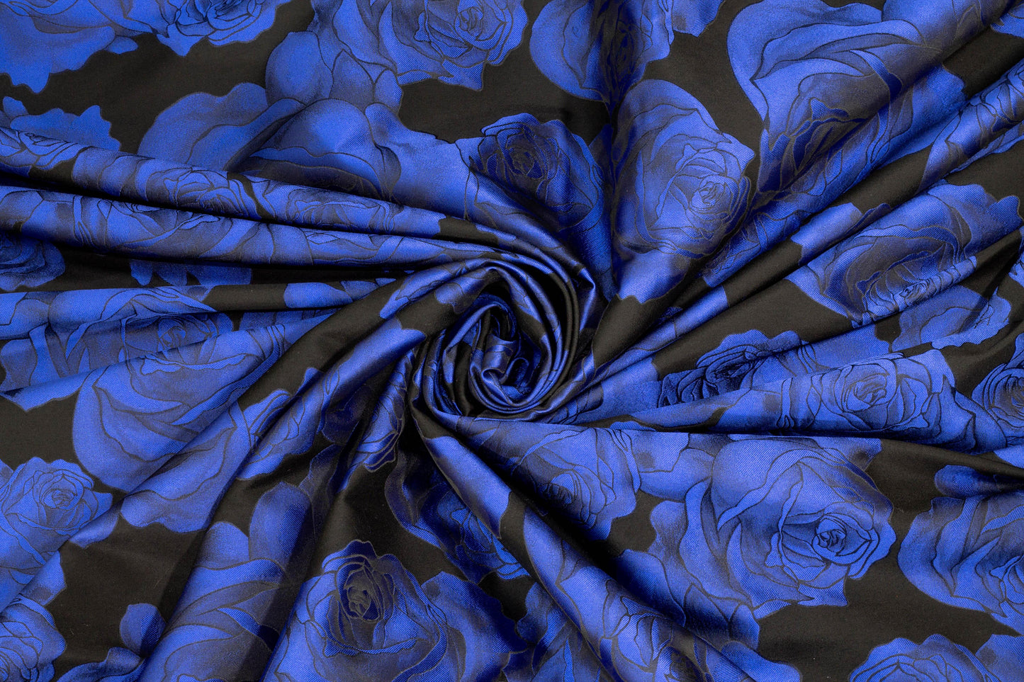 Sapphire Blue Rose Floral Jacquard - Prime Fabrics