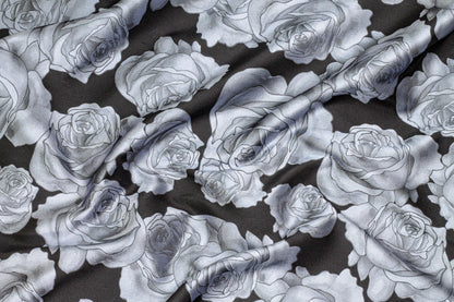 Silver Gray Rose Floral Jacquard - Prime Fabrics