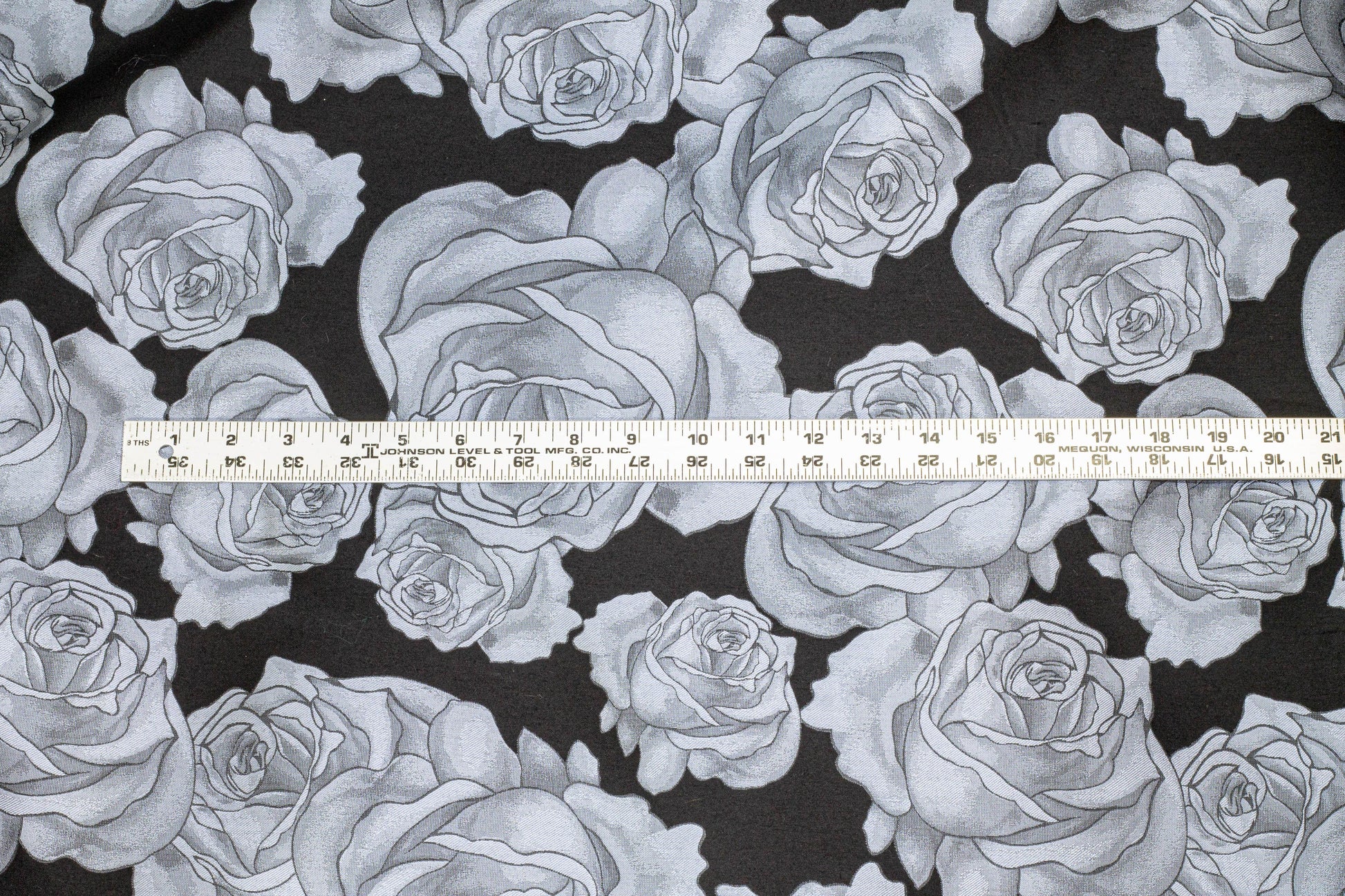 Silver Gray Rose Floral Jacquard - Prime Fabrics