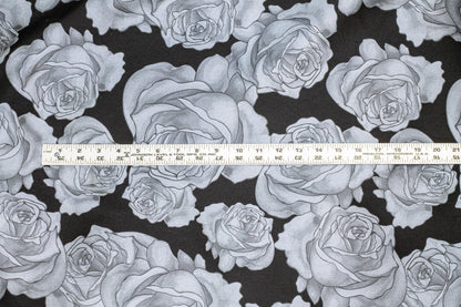 Silver Gray Rose Floral Jacquard - Prime Fabrics