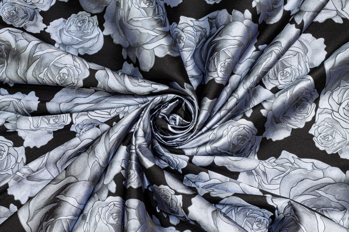 Silver Gray Rose Floral Jacquard - Prime Fabrics
