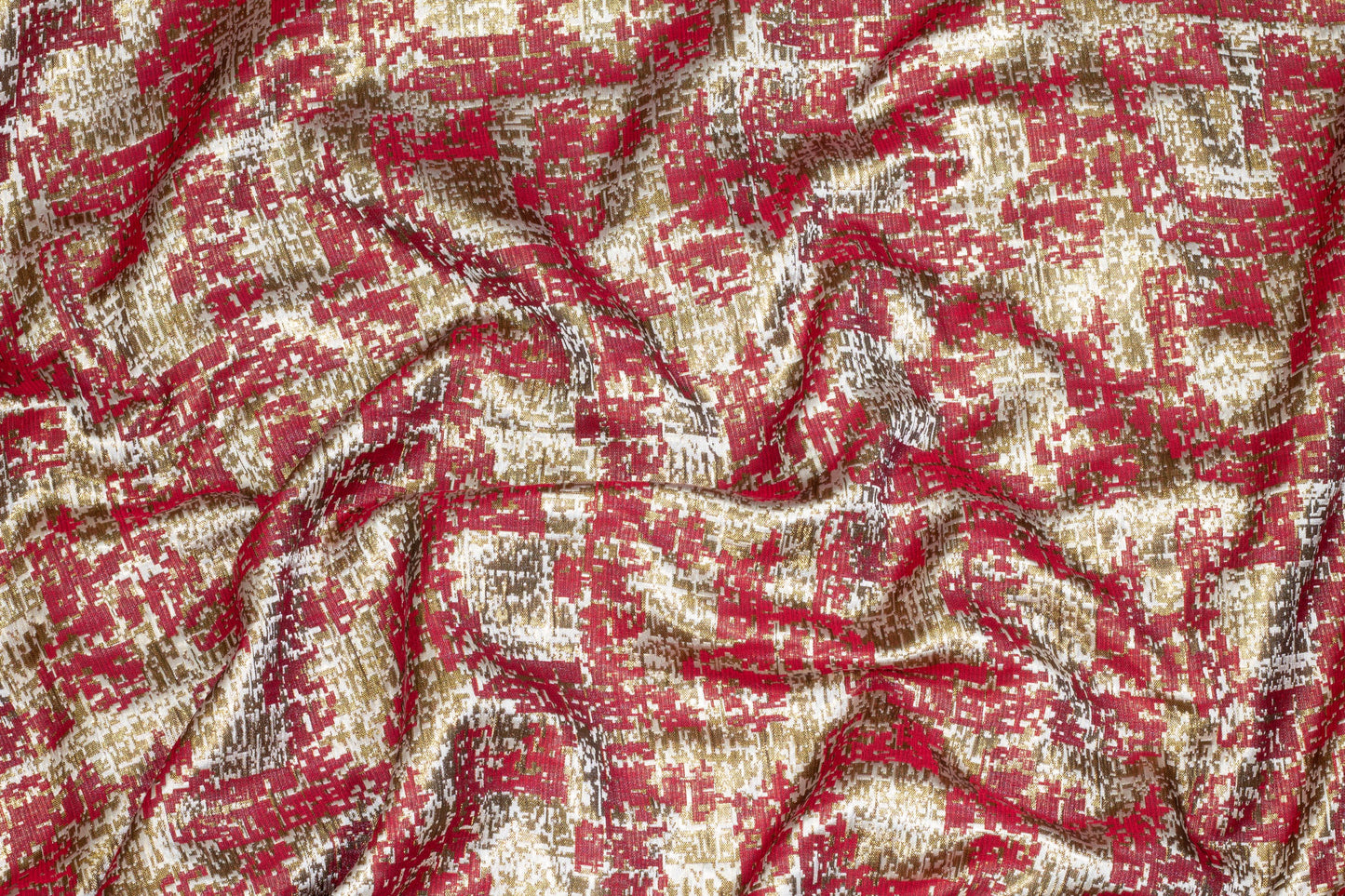 Red and Gold Metallic Jacquard - Prime Fabrics