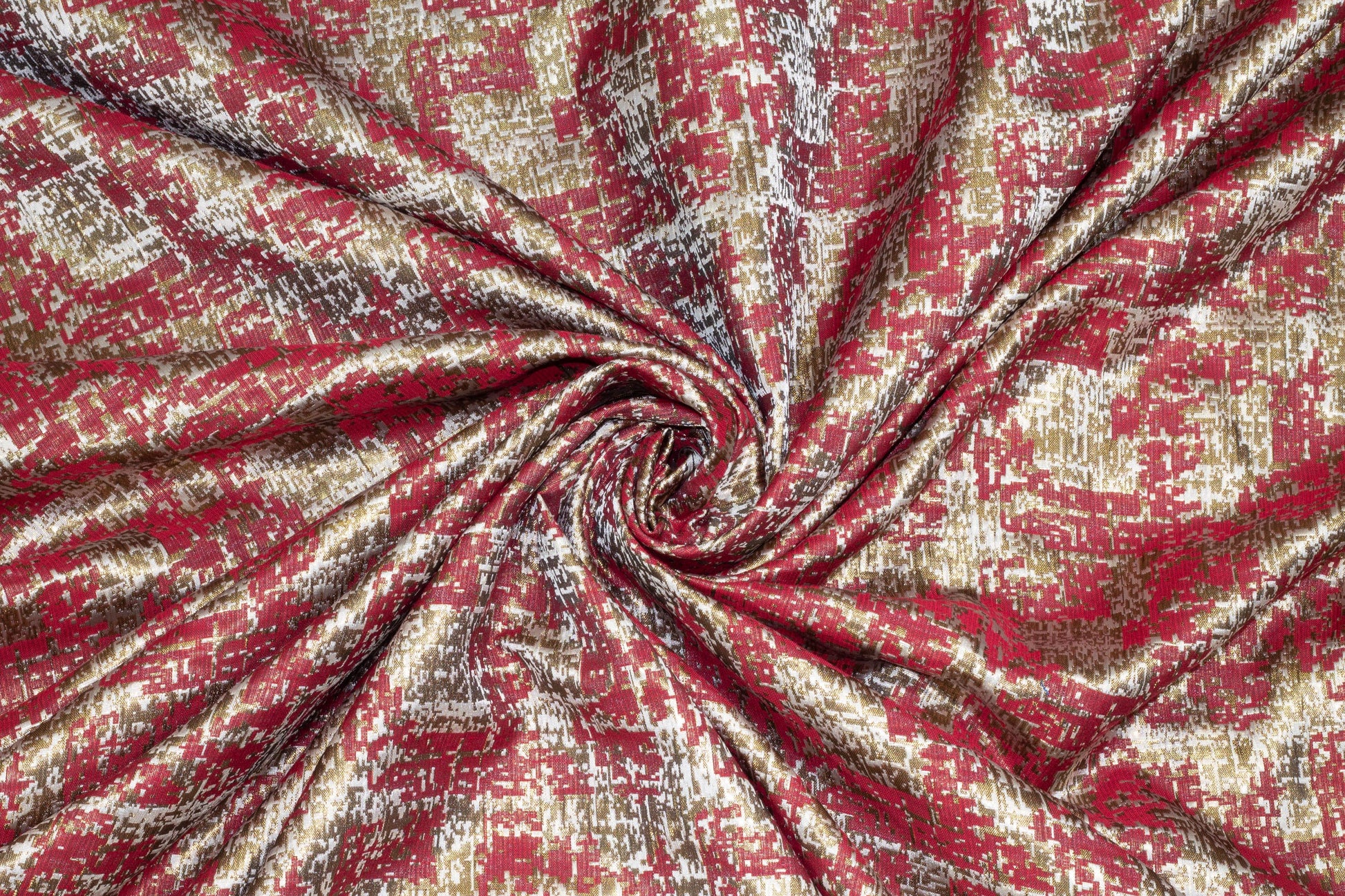 Red and Gold Metallic Jacquard - Prime Fabrics