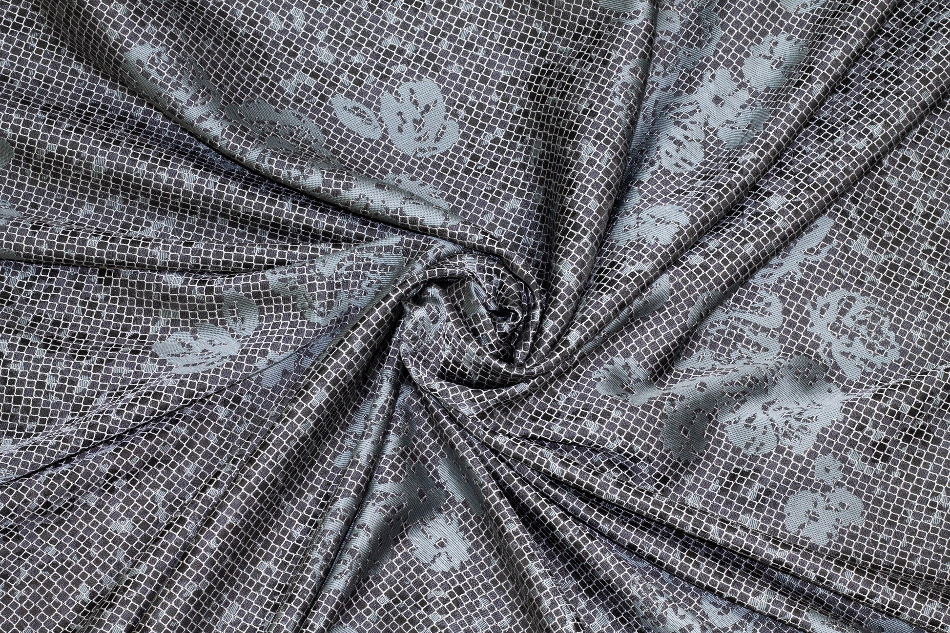 Cadet Gray Floral Jacquard - Prime Fabrics